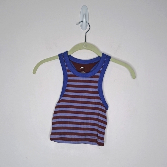 Madewell variegated crop striped tank cosmic violet XXS NWT - Picture 6 of 9